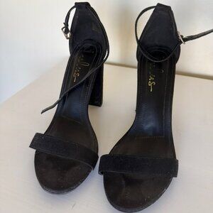 Lulus Black Suede Heeled Sandals - W9